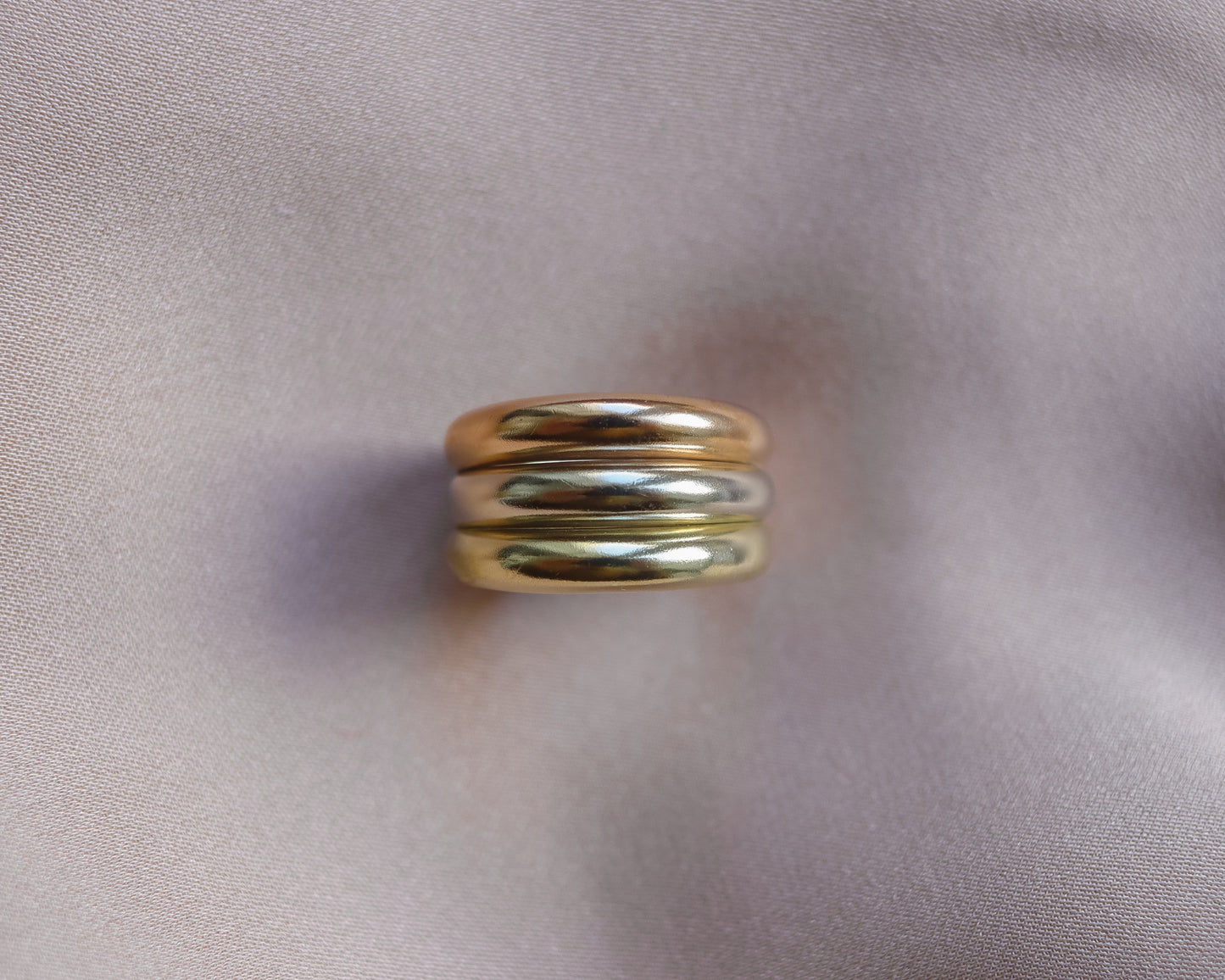 Vintage 14ct Tri-Colour Gold Triple Band Ring - UK N