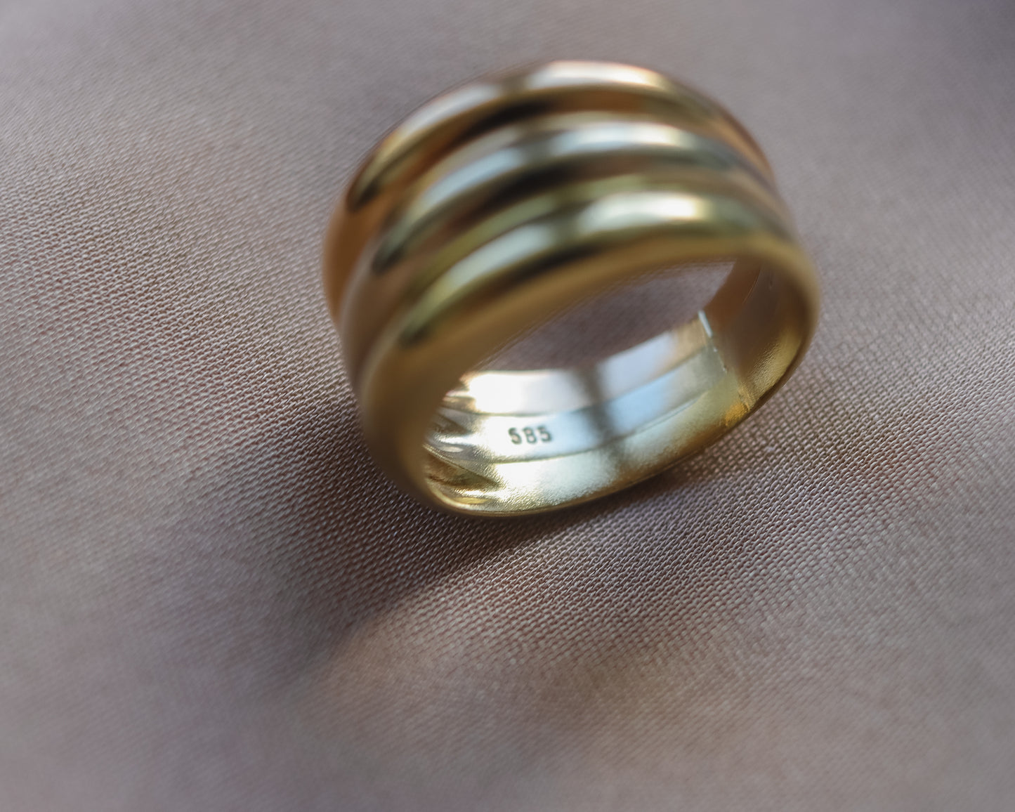 Vintage 14ct Tri-Colour Gold Triple Band Ring - UK N