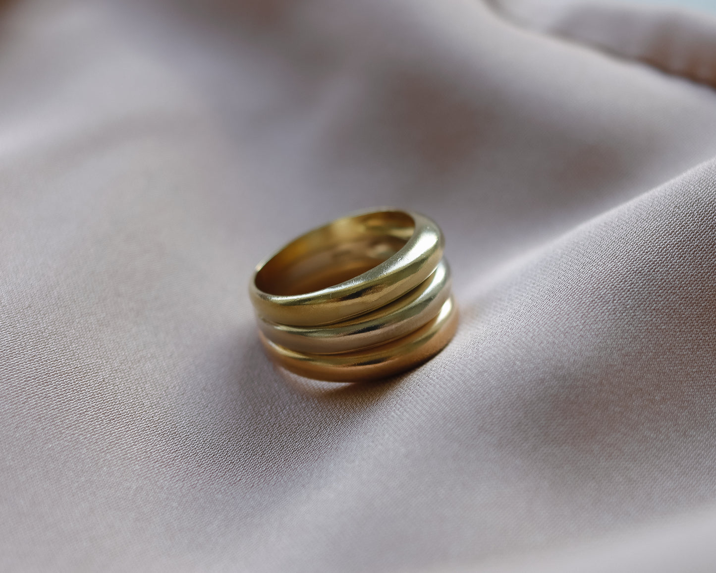 Vintage 14ct Tri-Colour Gold Triple Band Ring - UK N