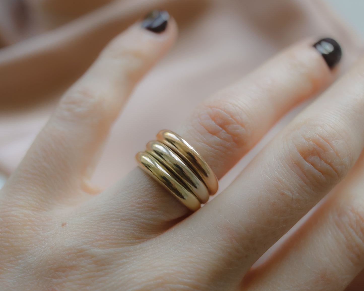 Vintage 14ct Tri-Colour Gold Triple Band Ring - UK N