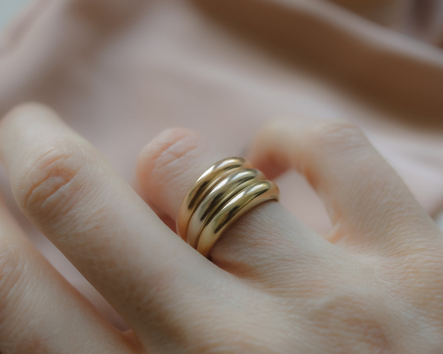 Vintage 14ct Tri-Colour Gold Triple Band Ring - UK N