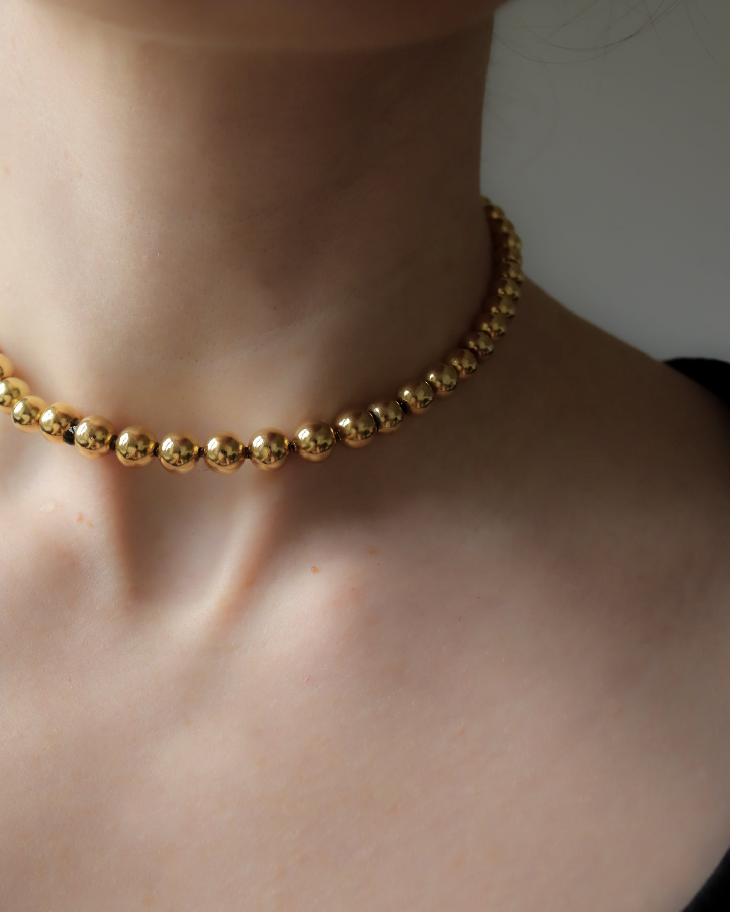 14ct Gold Graduated Bead Choker Necklace