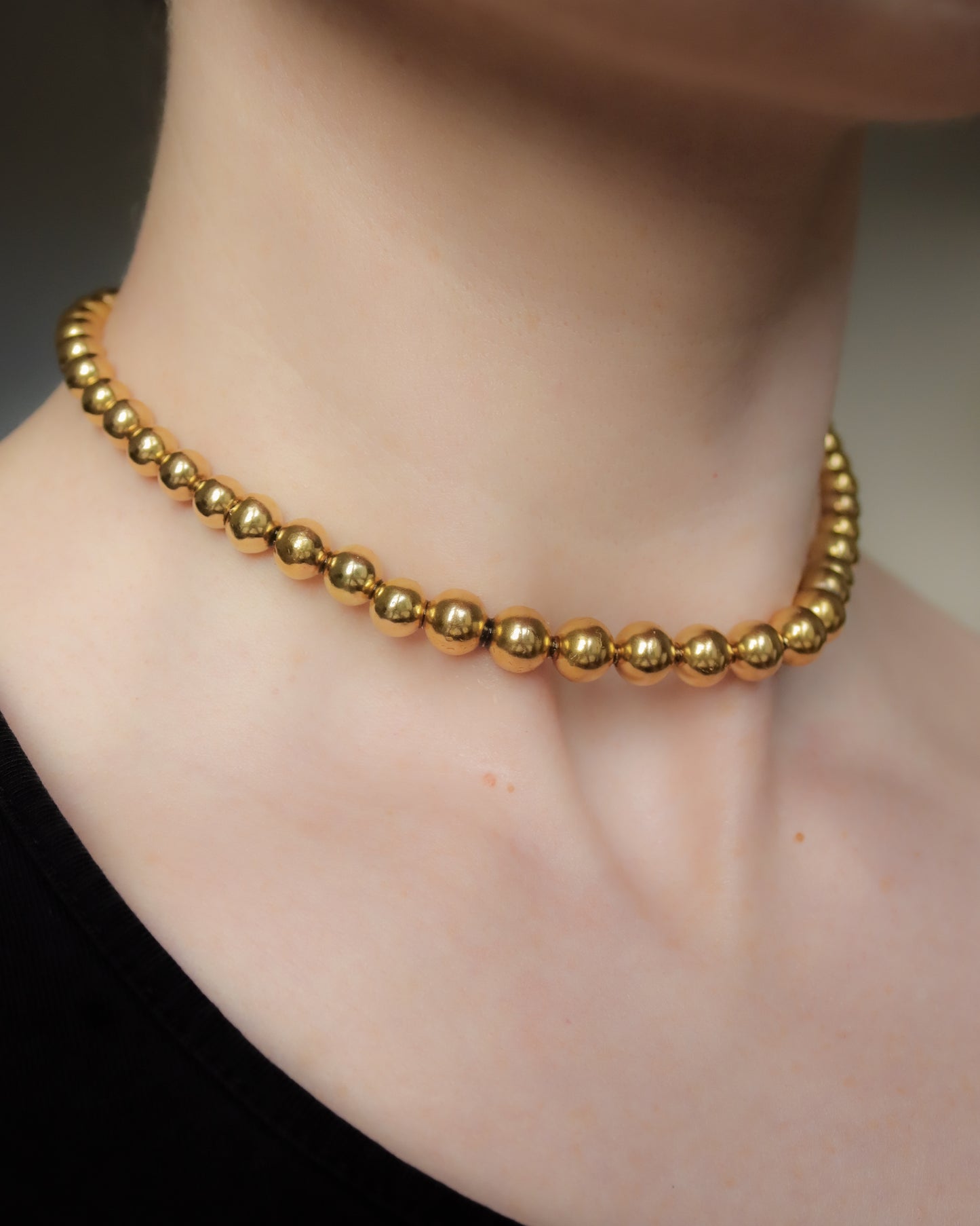 14ct Gold Graduated Bead Choker Necklace