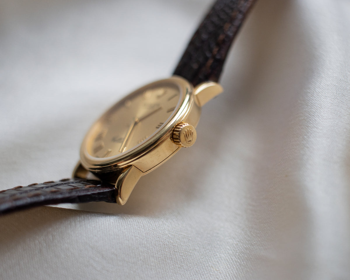 Vintage Rolex Cellini 6110 18ct Yellow Gold 25mm Ladies Watch | Champagne Dial