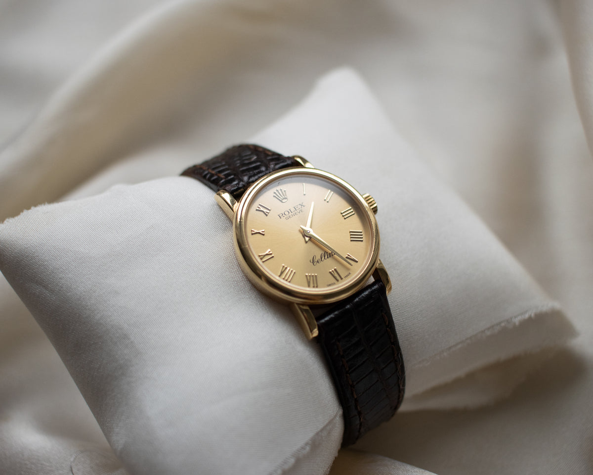Vintage Rolex Cellini 6110 18ct Yellow Gold 25mm Ladies Watch | Champagne Dial
