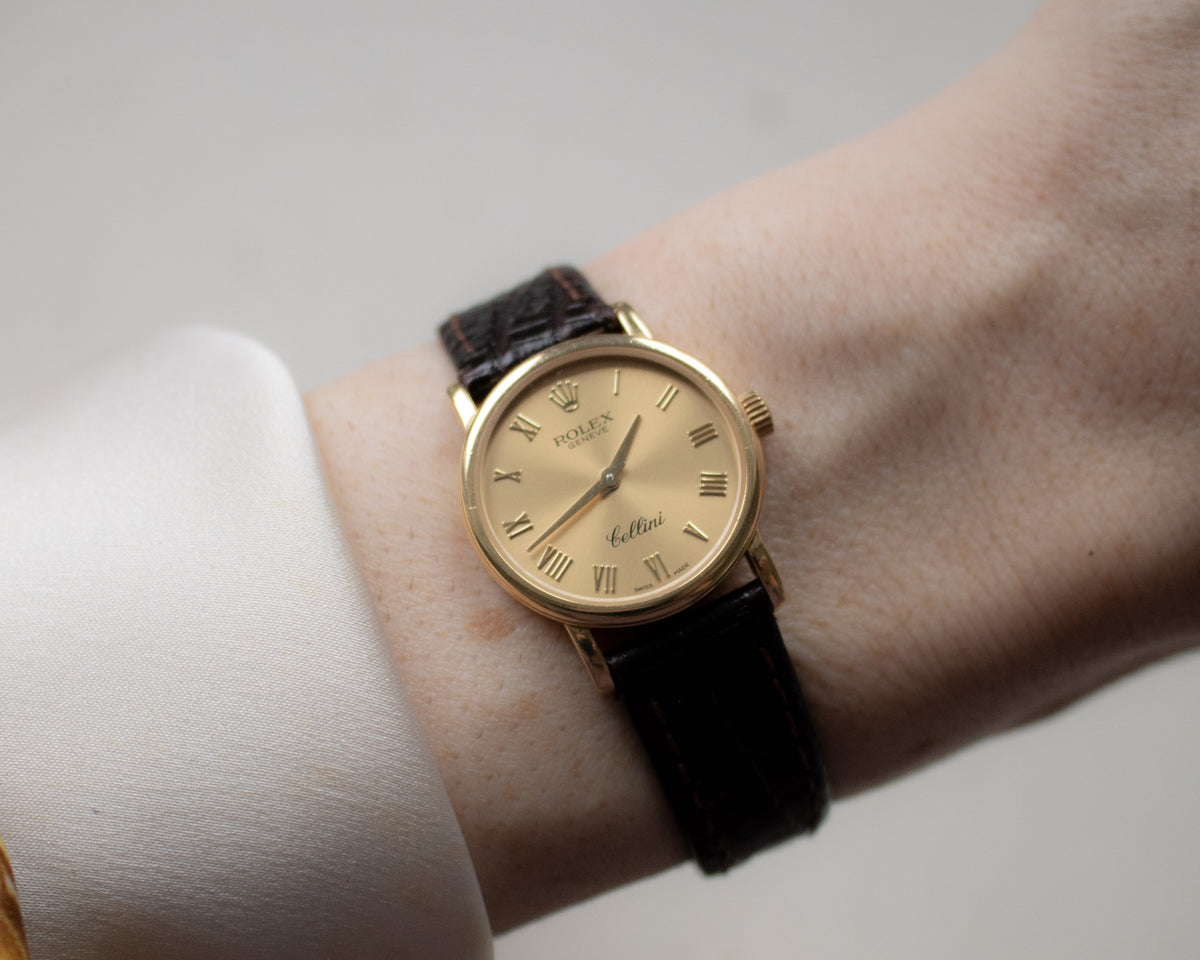 Vintage Rolex Cellini 6110 18ct Yellow Gold 25mm Ladies Watch | Champagne Dial