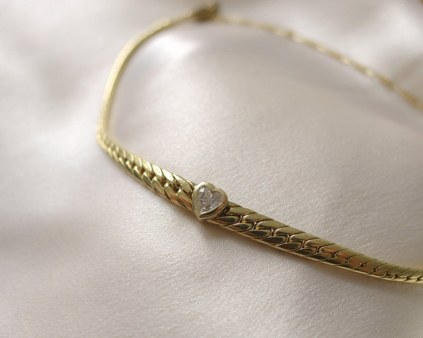 Italian 18ct Gold Diamond Heart Bracelet – 11g