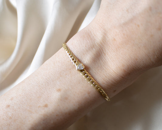 Italian 18ct Gold Diamond Heart Bracelet – 11g