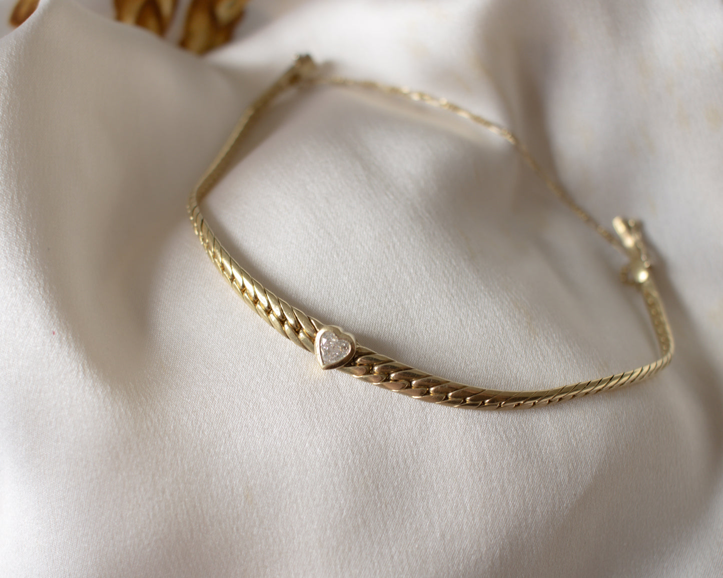 Italian 18ct Gold Diamond Heart Bracelet – 11g