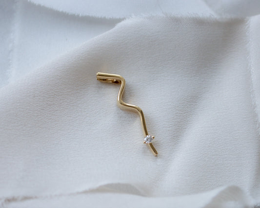 Vintage 18ct Gold Diamond Wave Pendant | Italian