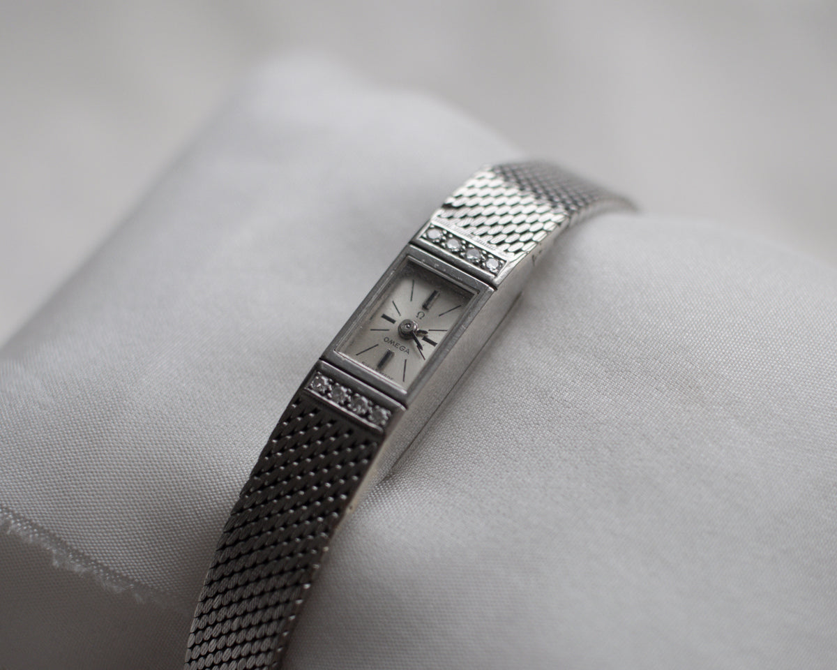 Vintage Omega 8073 18ct White Gold Diamond Ladies Cocktail Watch | c.1960s