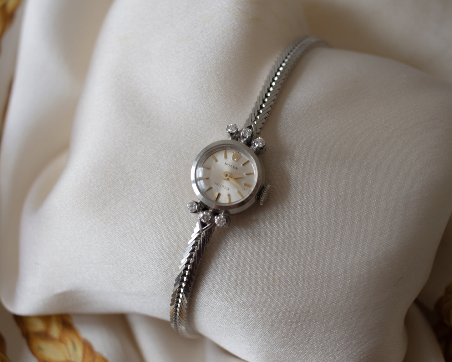 Vintage 1963 Rolex Precision 18ct White Gold Diamond Cocktail Watch