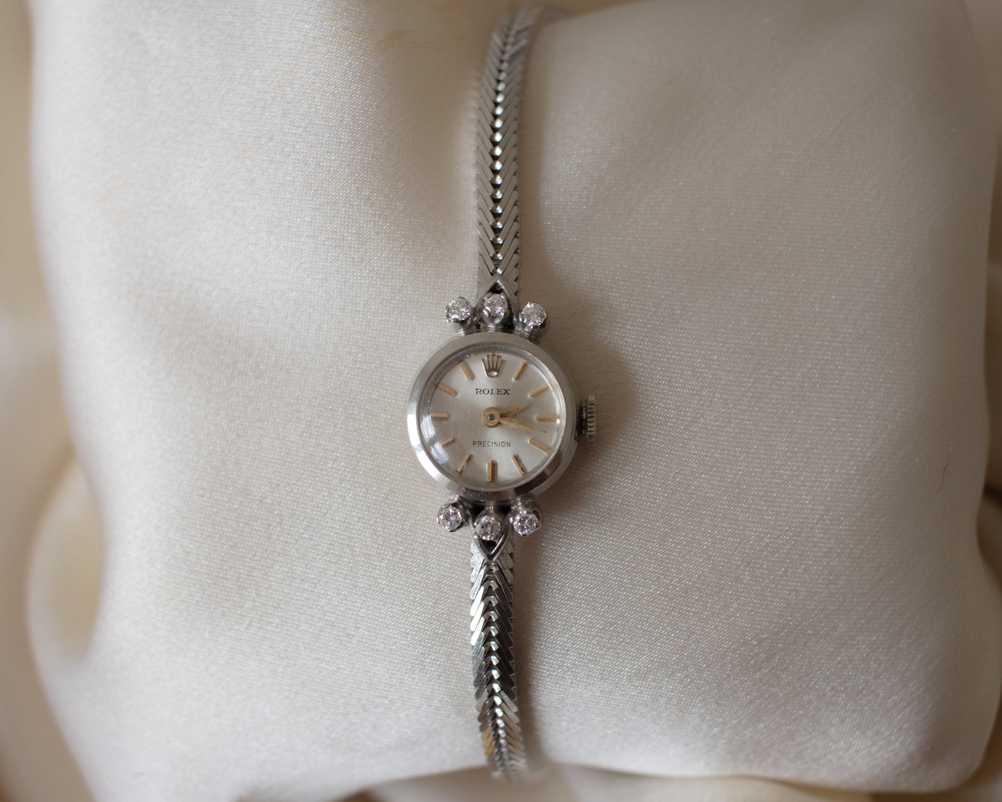 Vintage 1963 Rolex Precision 18ct White Gold Diamond Cocktail Watch