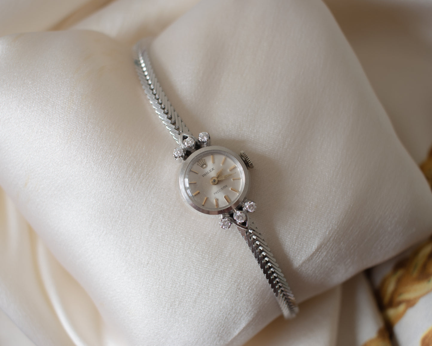 Vintage 1963 Rolex Precision 18ct White Gold Diamond Cocktail Watch