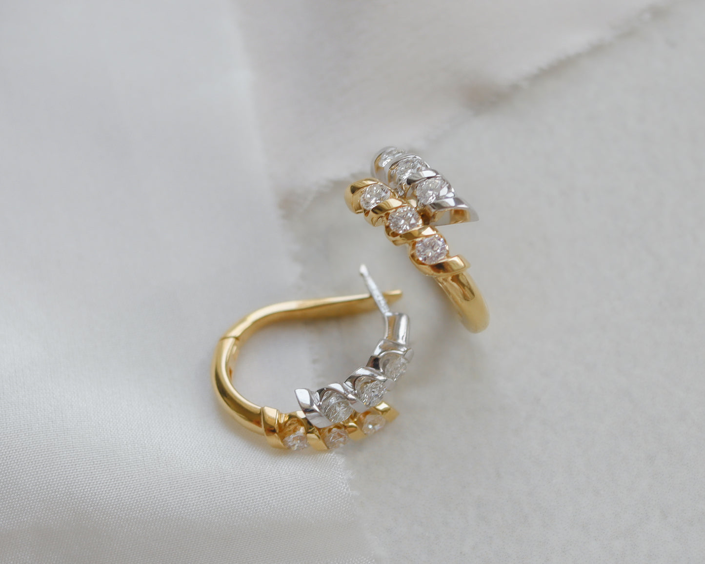 18ct Gold Diamond Hoop Earrings - 0.72ct Total Diamond Weight