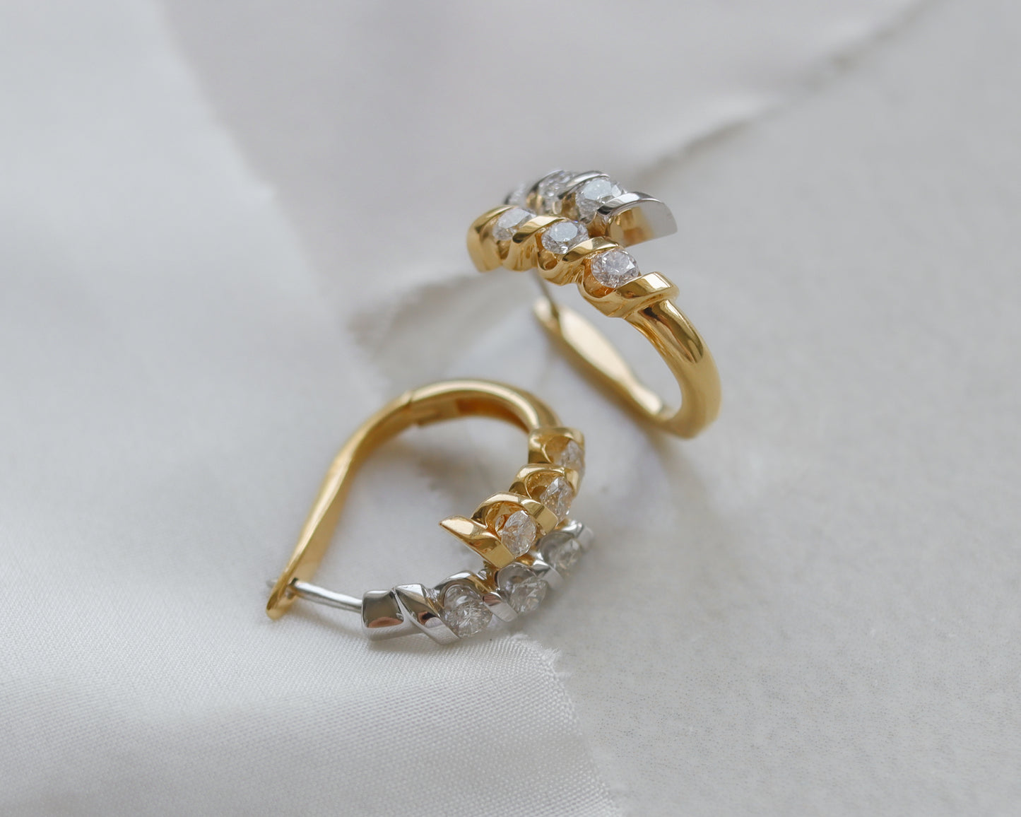 18ct Gold Diamond Hoop Earrings - 0.72ct Total Diamond Weight