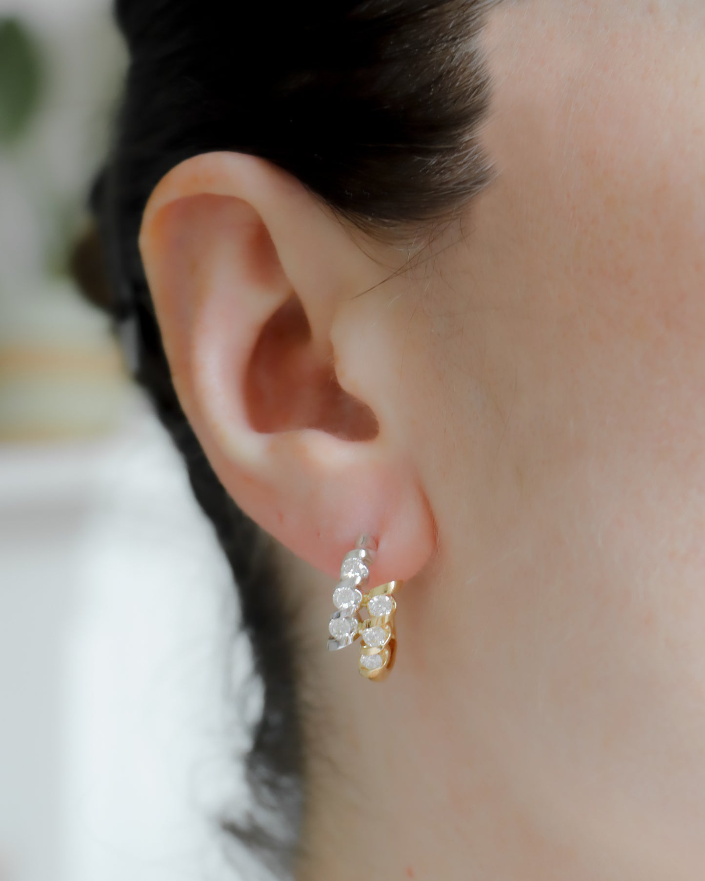 18ct Gold Diamond Hoop Earrings - 0.72ct Total Diamond Weight