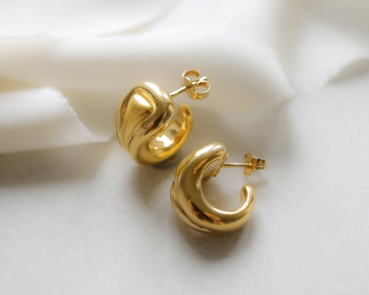 18ct gold chunky half hoop earrings