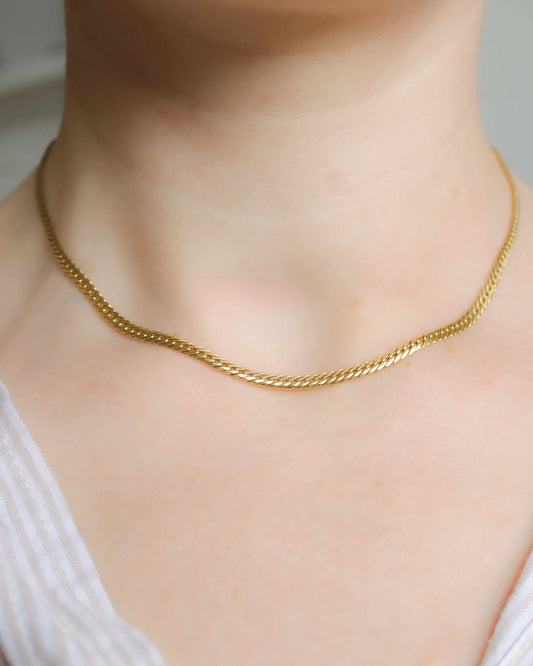 18ct gold heavy flat link necklace chain