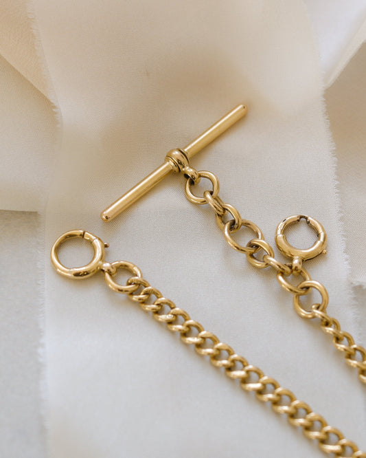 Payment 3/5 for 18ct yellow gold heavy curb Albert chain with T-bar and bolt rings