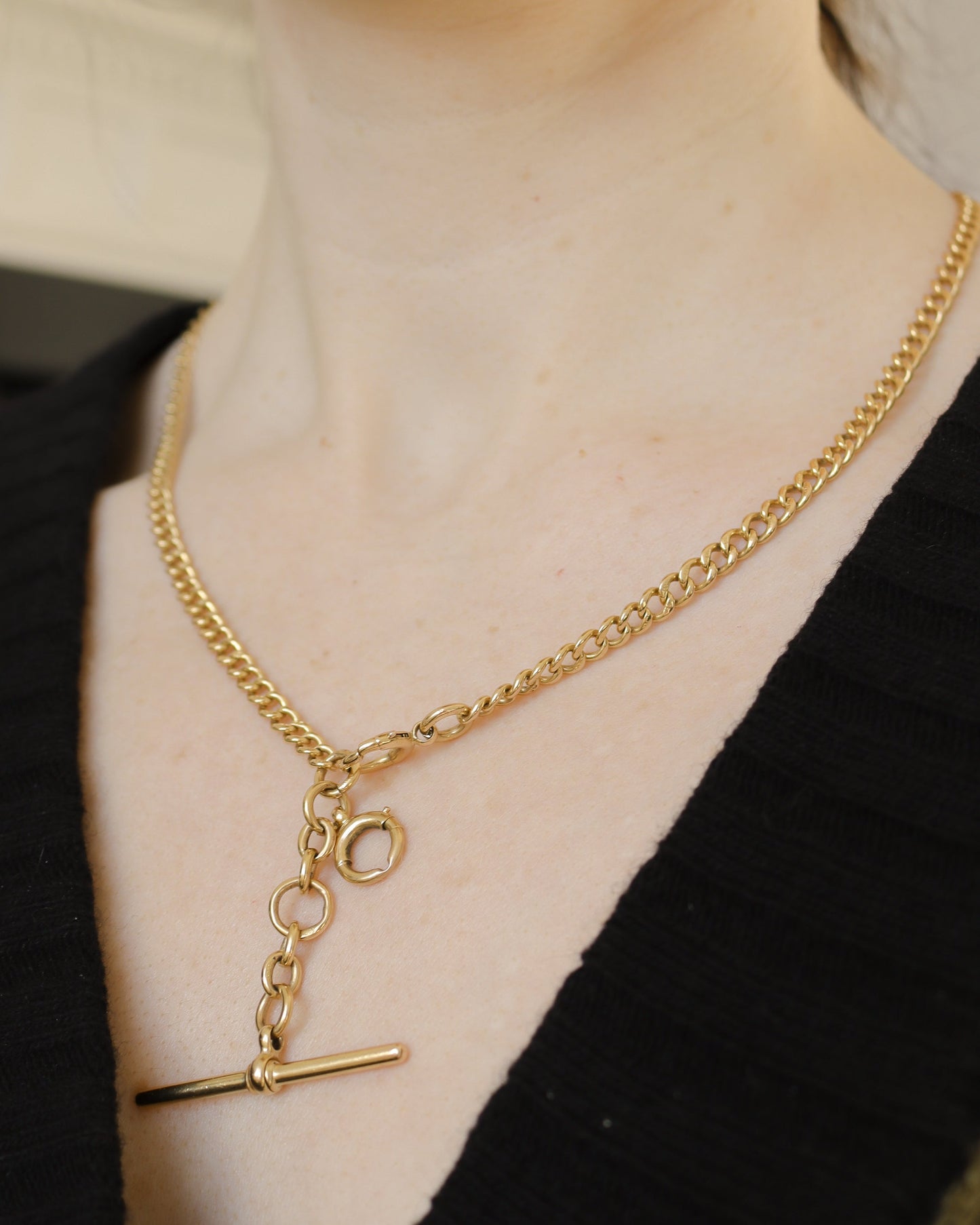 Payment 3/5 for 18ct yellow gold heavy curb Albert chain with T-bar and bolt rings