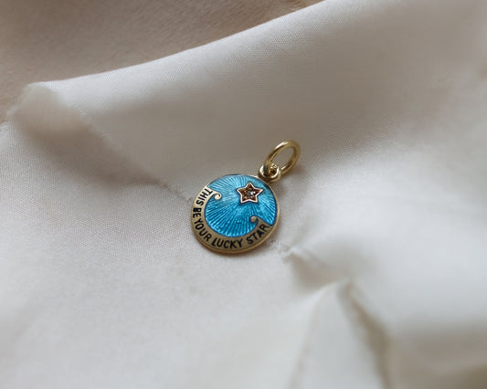 18ct gold enamel and diamond May This Be You Lucky Star pendant