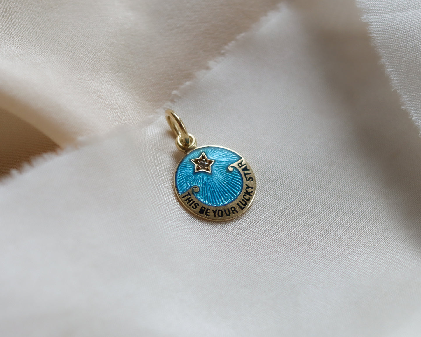 18ct gold enamel and diamond May This Be You Lucky Star pendant