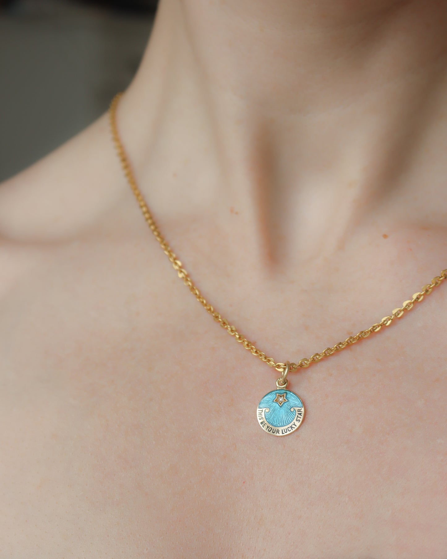 18ct gold enamel and diamond May This Be You Lucky Star pendant