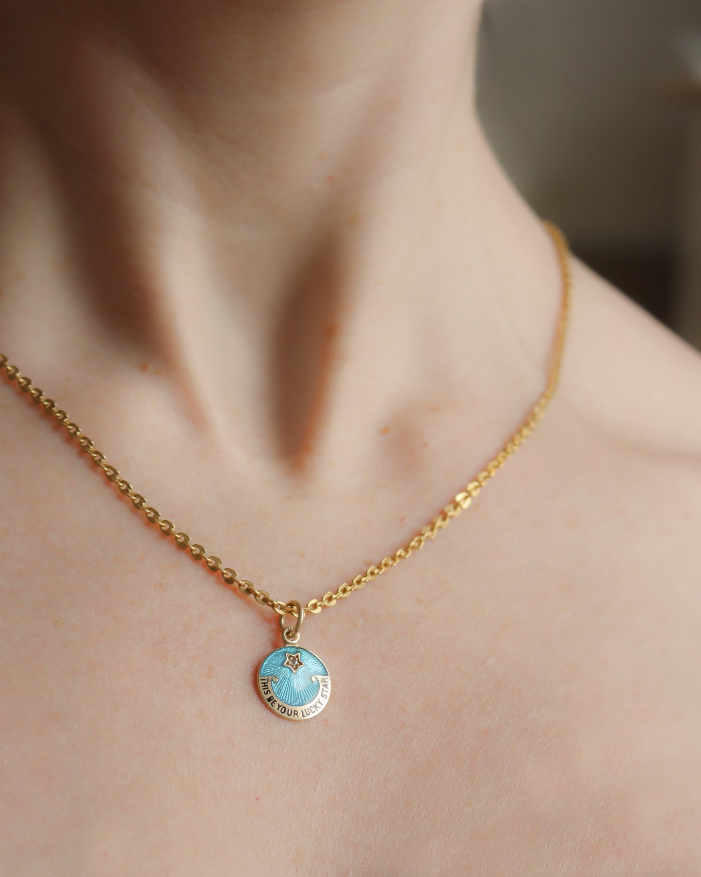 18ct gold enamel and diamond May This Be You Lucky Star pendant
