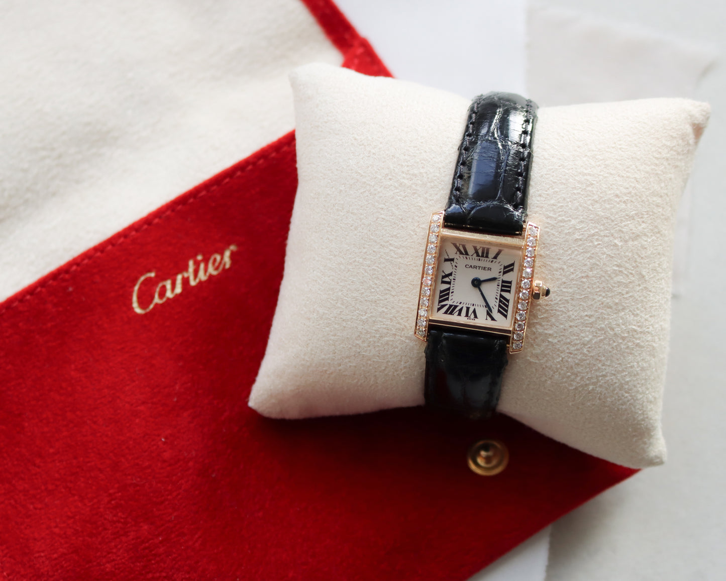 Ladies 18ct gold Cartier Tank Francaise diamond set watch - late 1990's