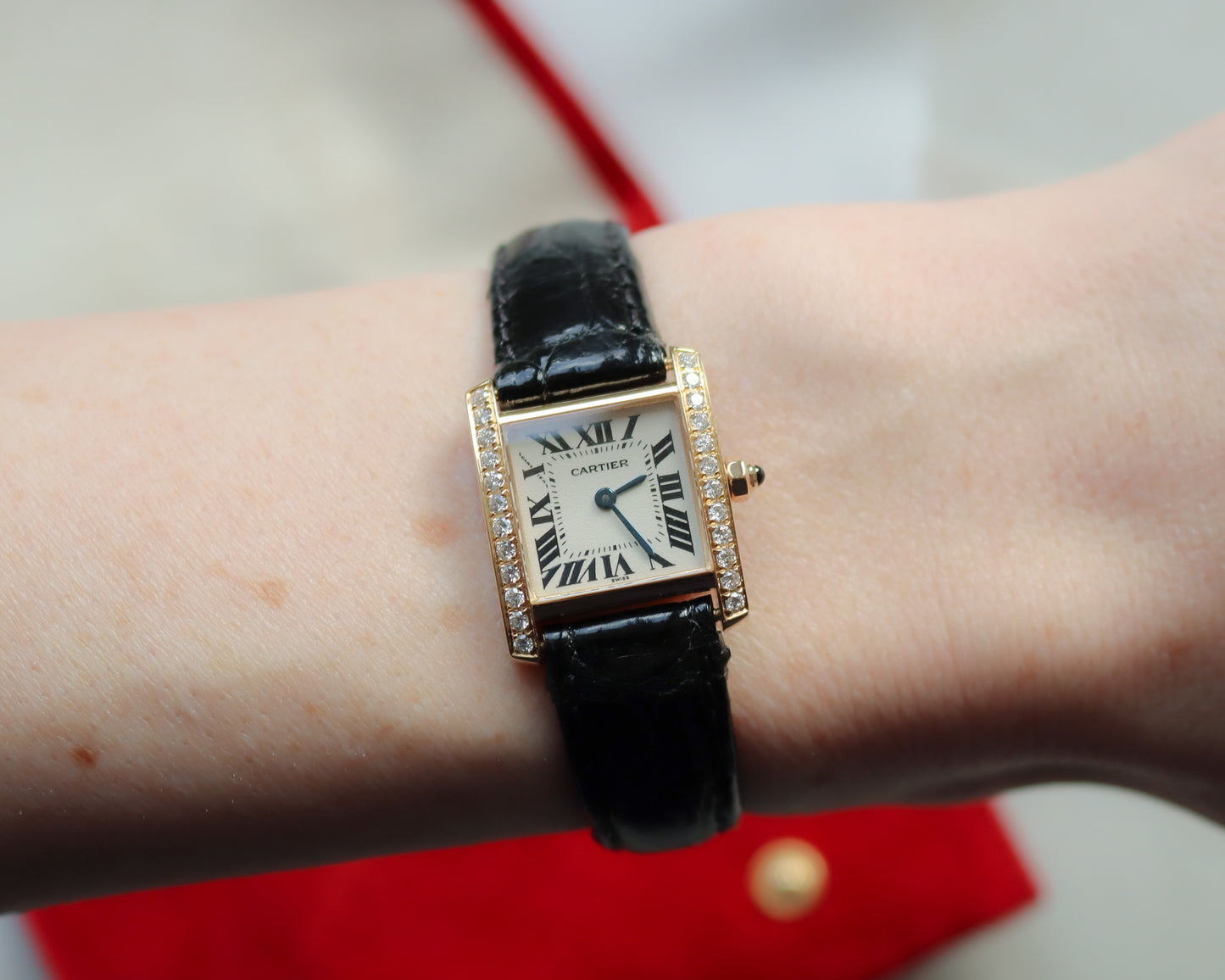 Ladies 18ct gold Cartier Tank Francaise diamond set watch - late 1990's