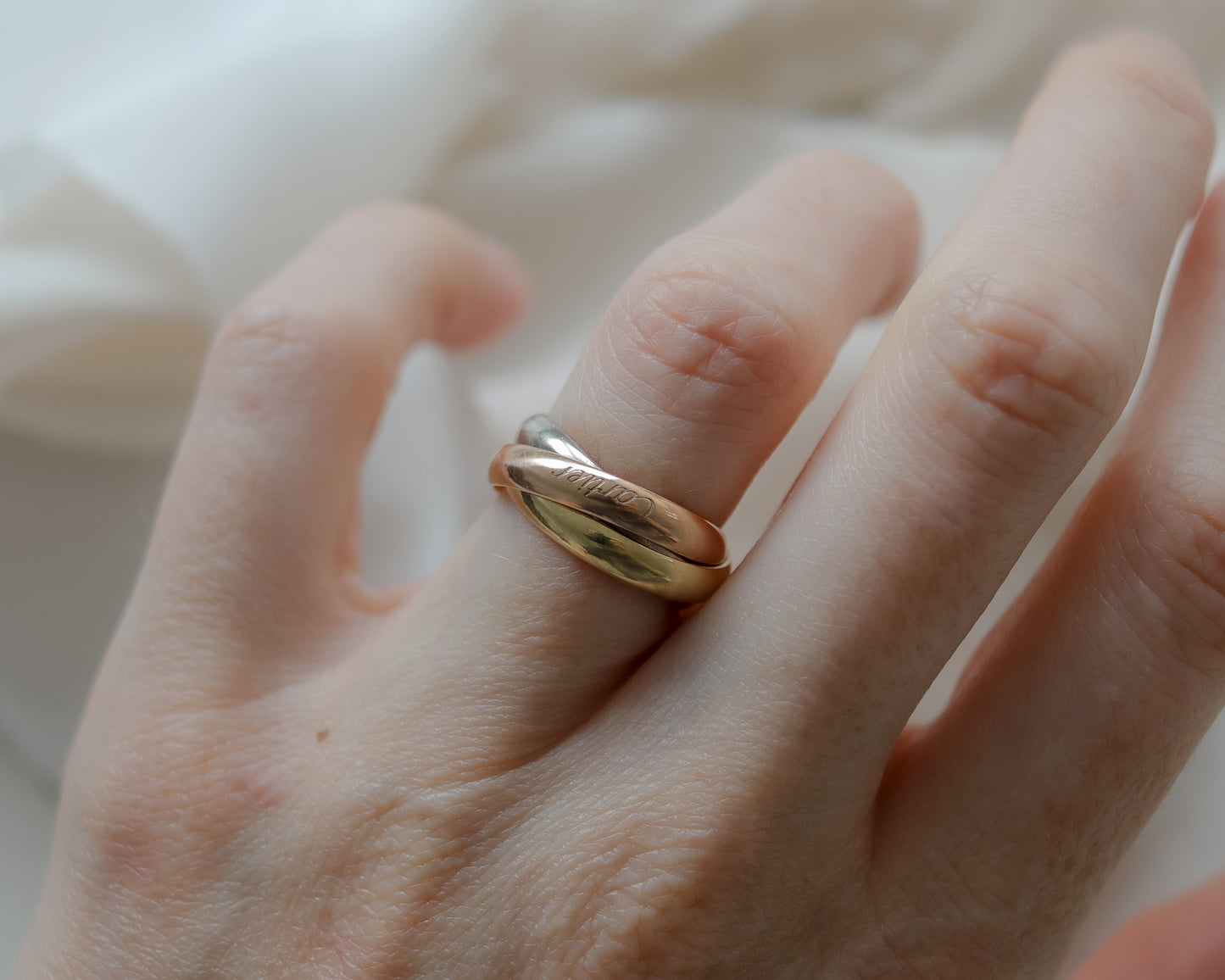 Cartier Trinity Ring 18ct White, Yellow & Rose Gold - Size K