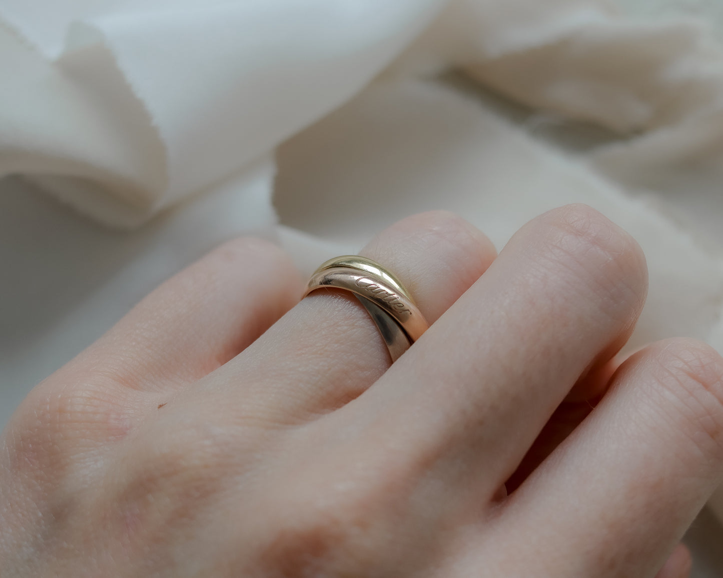 Cartier Trinity Ring 18ct White, Yellow & Rose Gold - Size K
