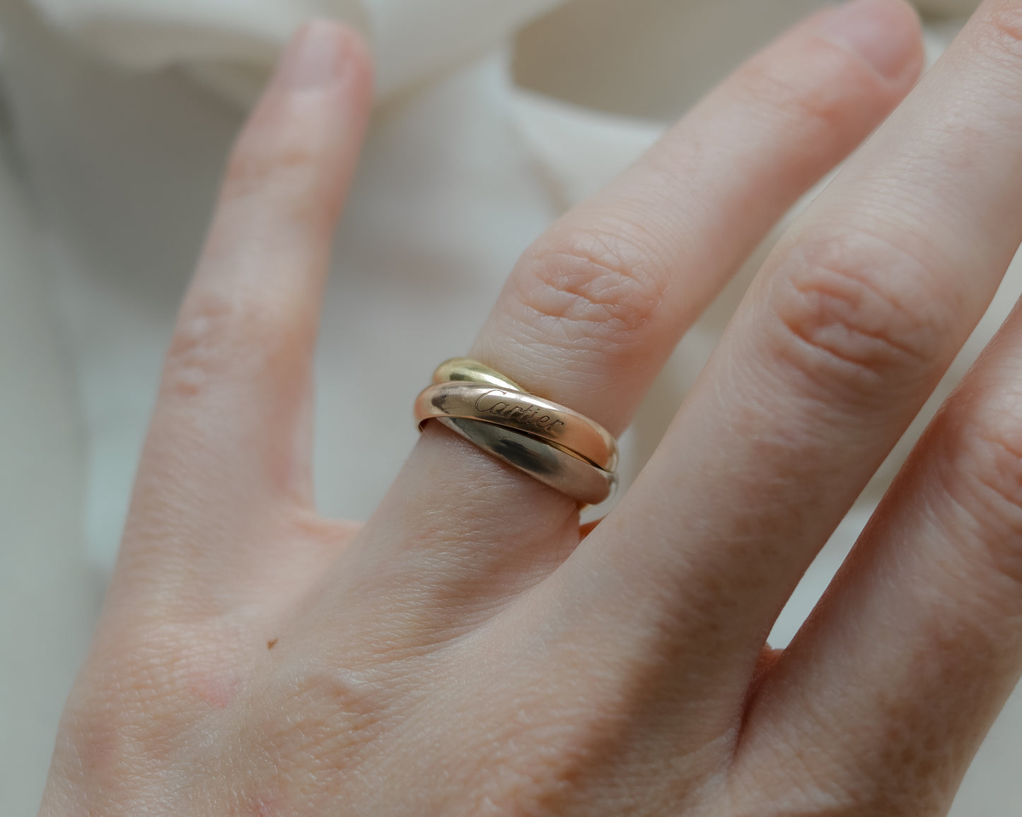 Cartier Trinity Ring 18ct White, Yellow & Rose Gold - Size K