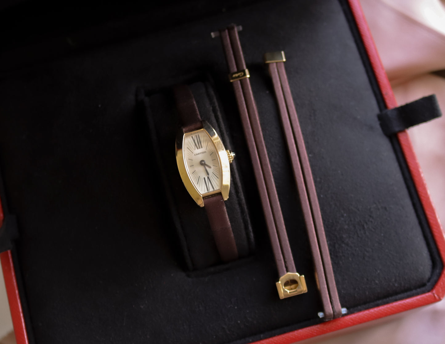 Rare Cartier Mini Tonneau 18ct Gold Wrist Watch - Circa 2004
