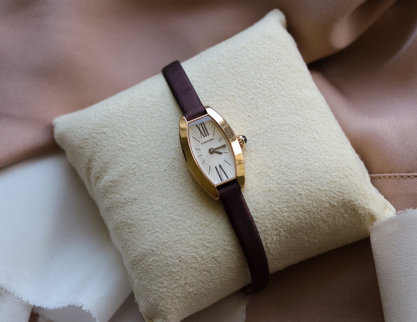 Rare Cartier Mini Tonneau 18ct Gold Wrist Watch - Circa 2004