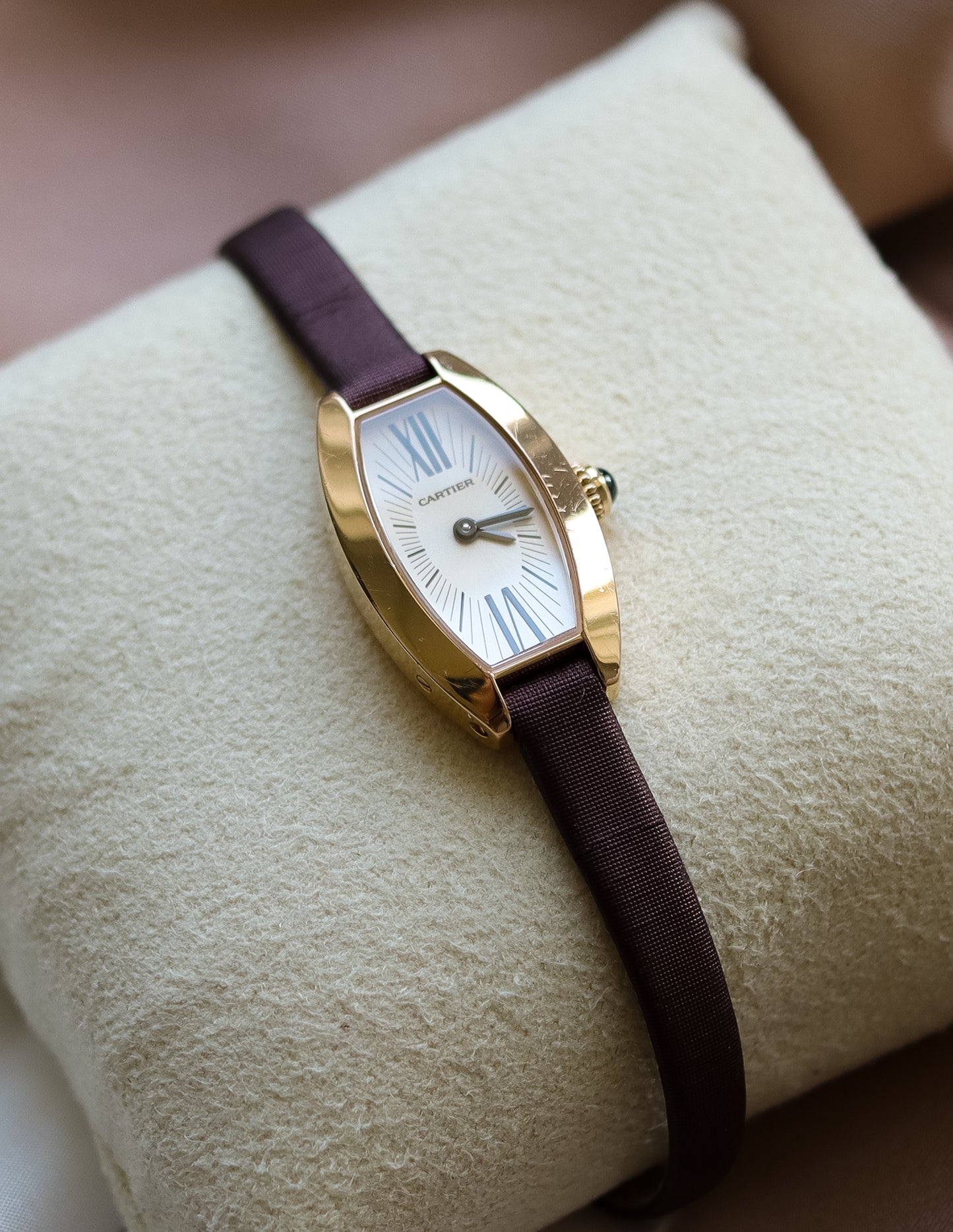 Rare Cartier Mini Tonneau 18ct Gold Wrist Watch - Circa 2004