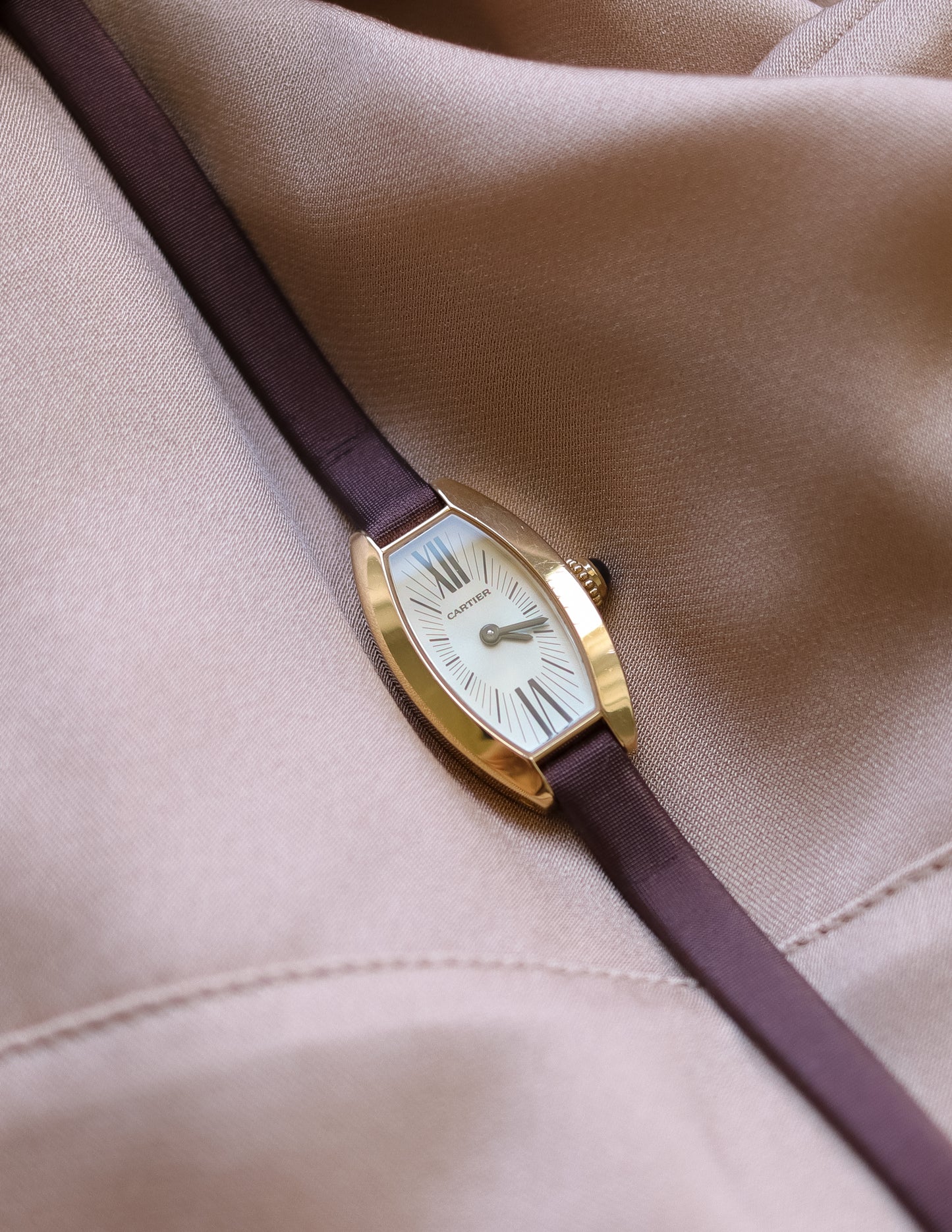 Rare Cartier Mini Tonneau 18ct Gold Wrist Watch - Circa 2004