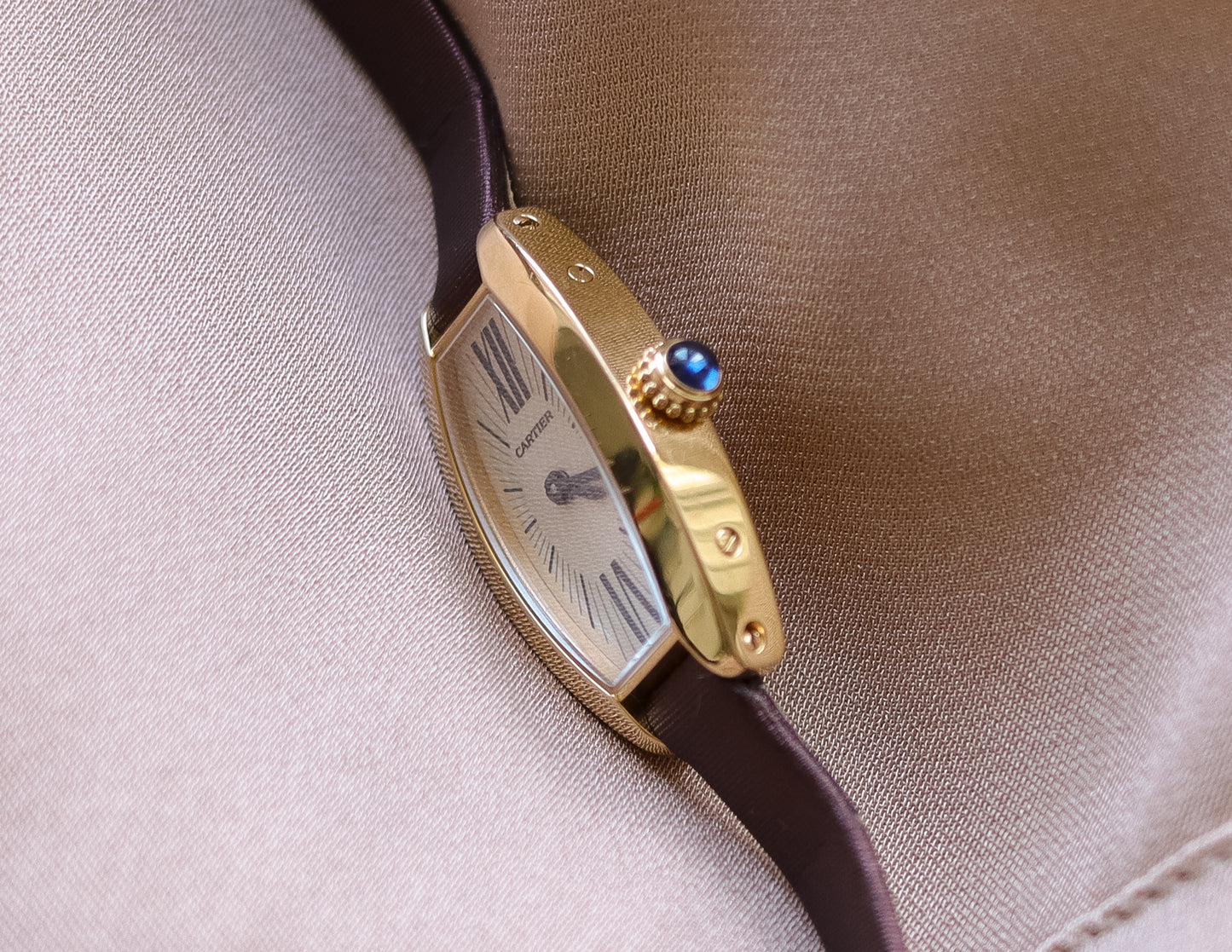 Rare Cartier Mini Tonneau 18ct Gold Wrist Watch - Circa 2004