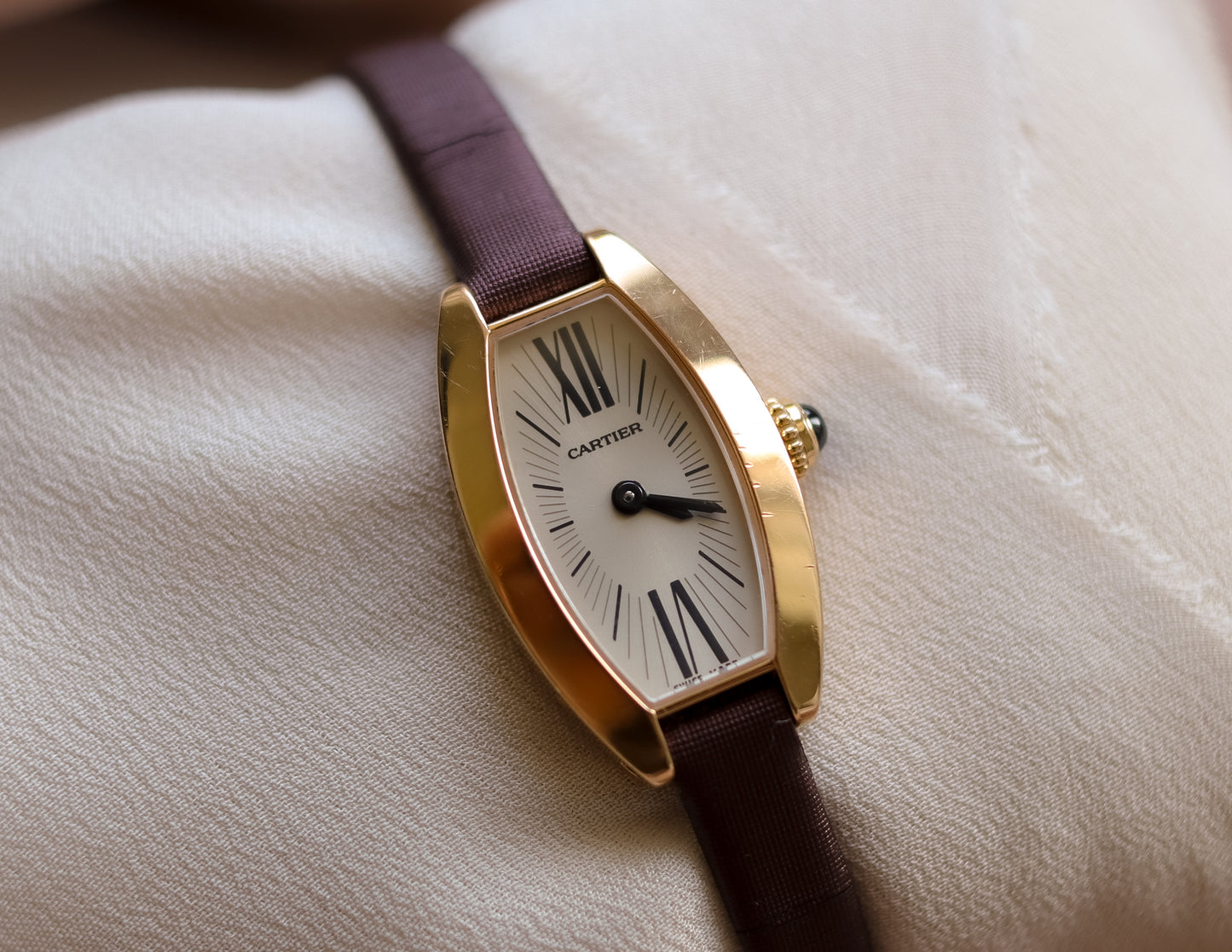 Rare Cartier Mini Tonneau 18ct Gold Wrist Watch - Circa 2004
