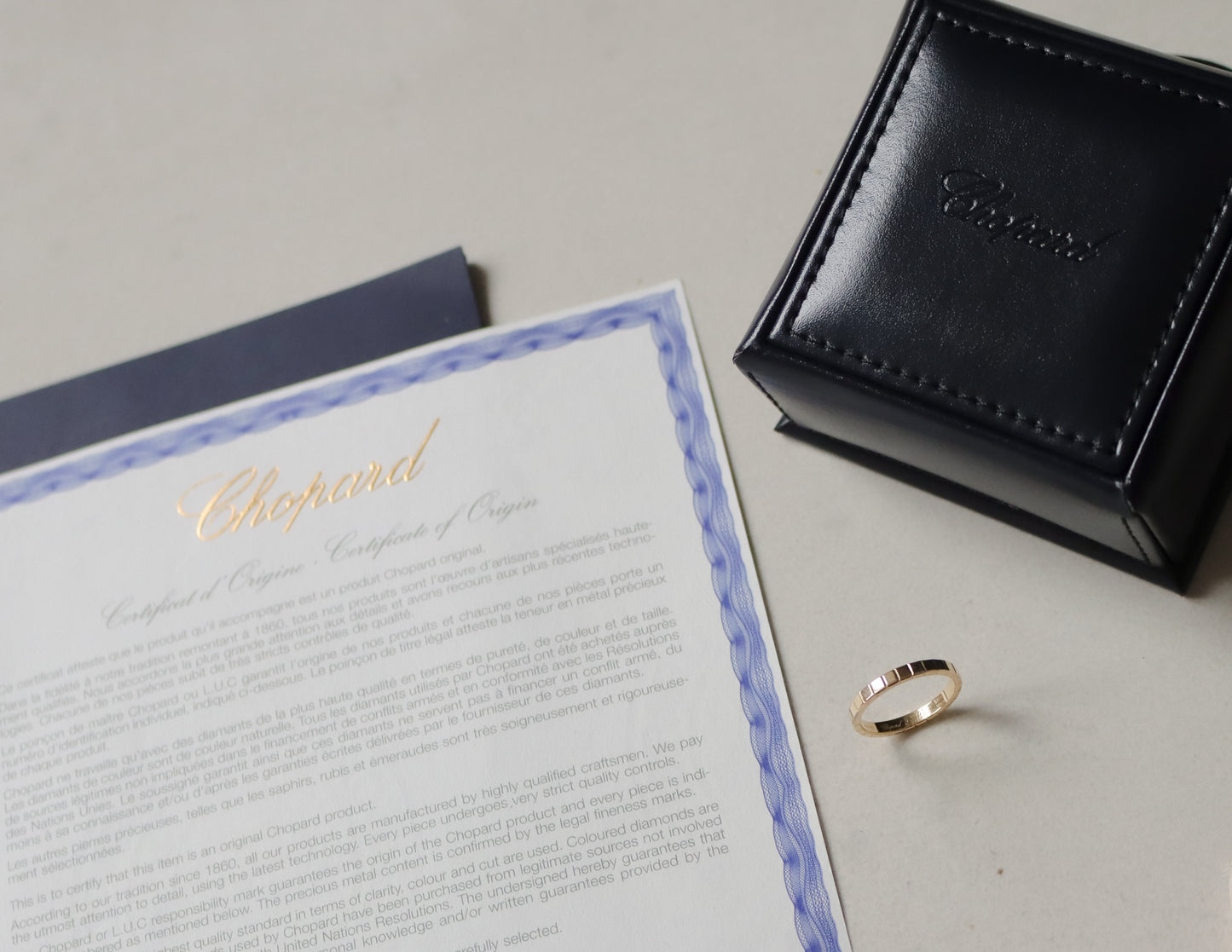 18ct gold Chopard Ice Cube ring with certificate and original box. UK J