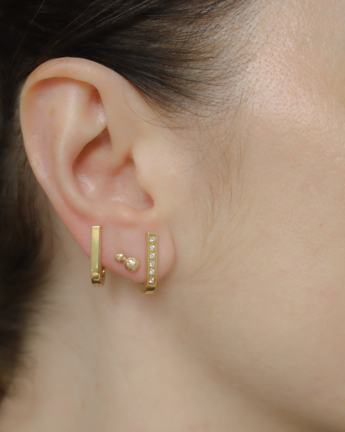 Elegant Vintage 18ct Gold Diamond U-Shaped Huggie Earrings