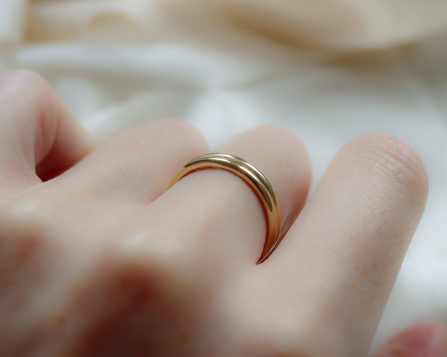 Vintage 18ct Yellow Gold Double Illusion Band Ring UK P