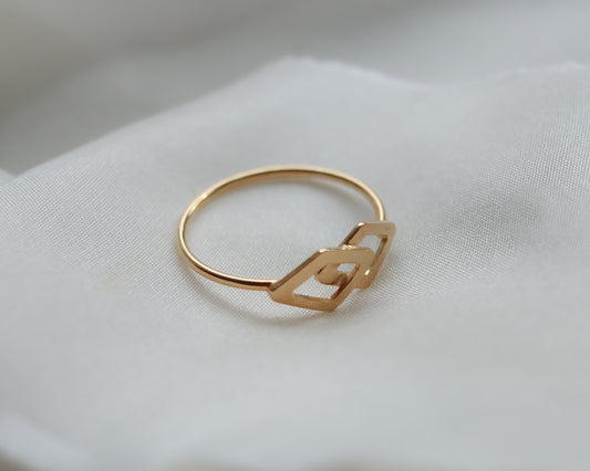 Geometric Chic Vintage 18ct Gold Double Triangle Ring UK L