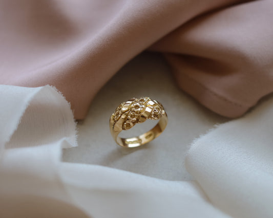 Antique Edwardian 18ct Gold Floral Band Ring – UK O 1/2