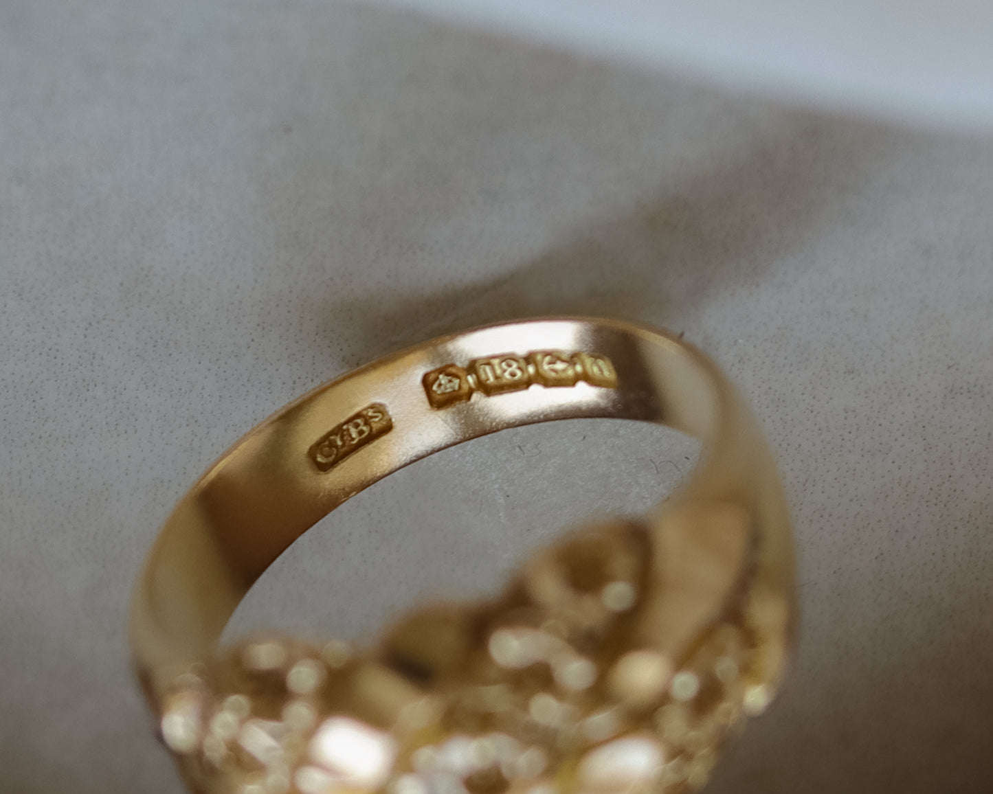 Antique Edwardian 18ct Gold Floral Band Ring – UK O 1/2