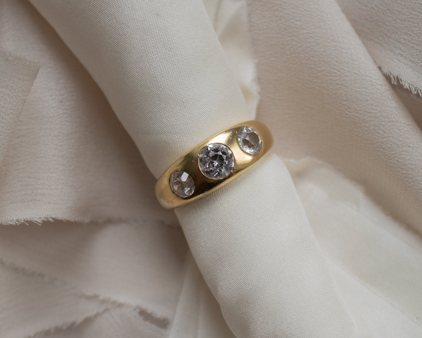 Victorian Gypsy Ring – 18ct Gold, Three Stone Setting
