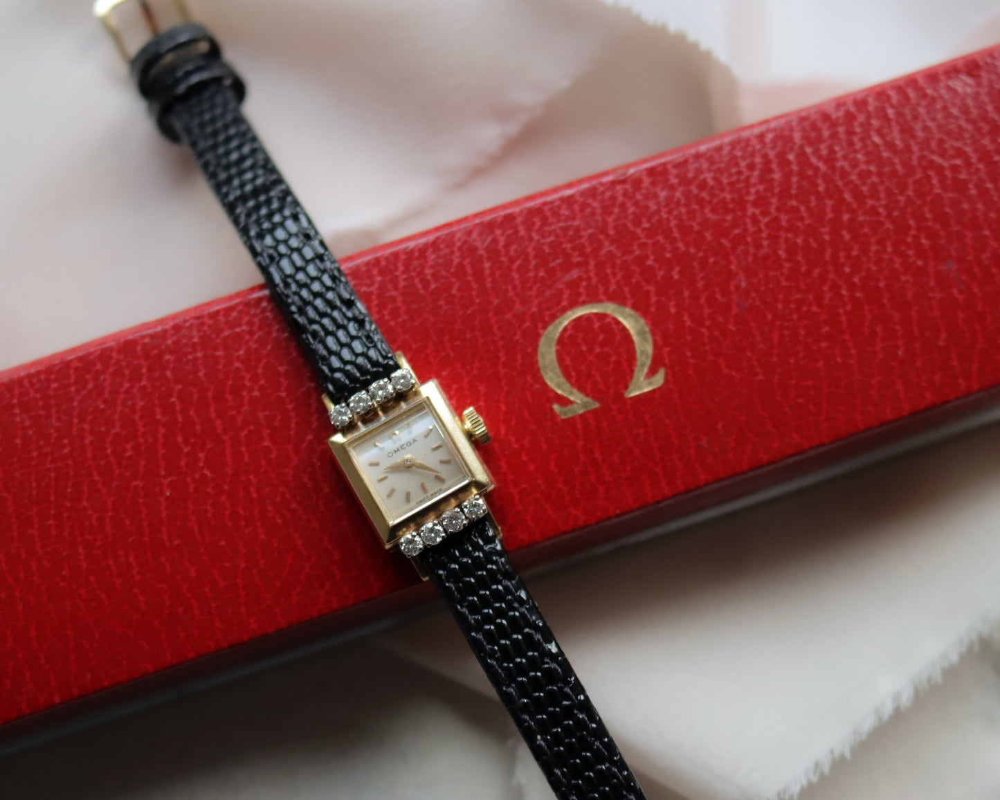 Vintage 18ct gold 1960s Omega Ladies Diamond Cocktail Watch