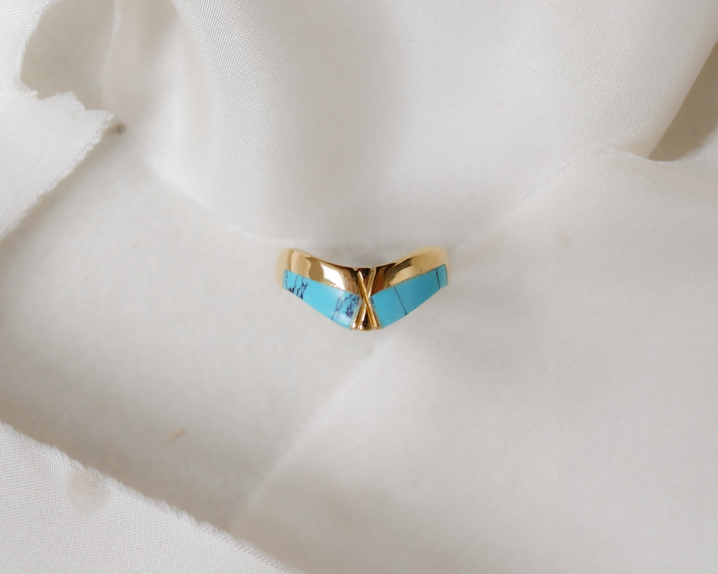 18ct gold turquoise ring size UK M