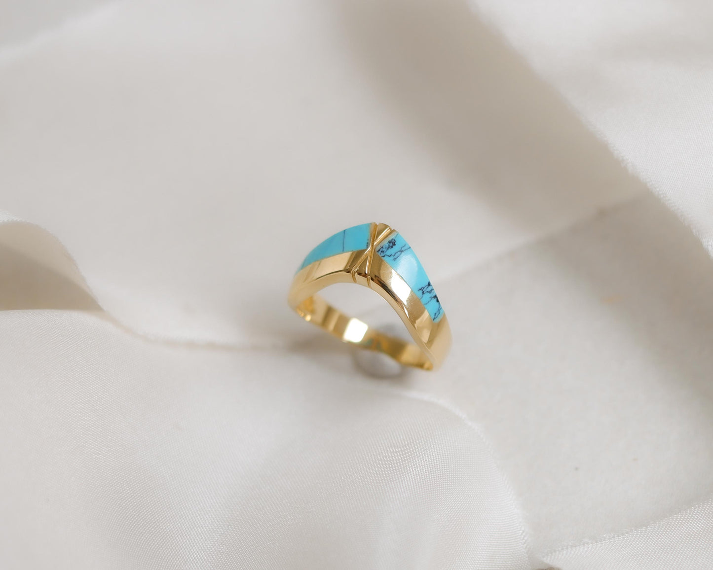 18ct gold turquoise ring size UK M